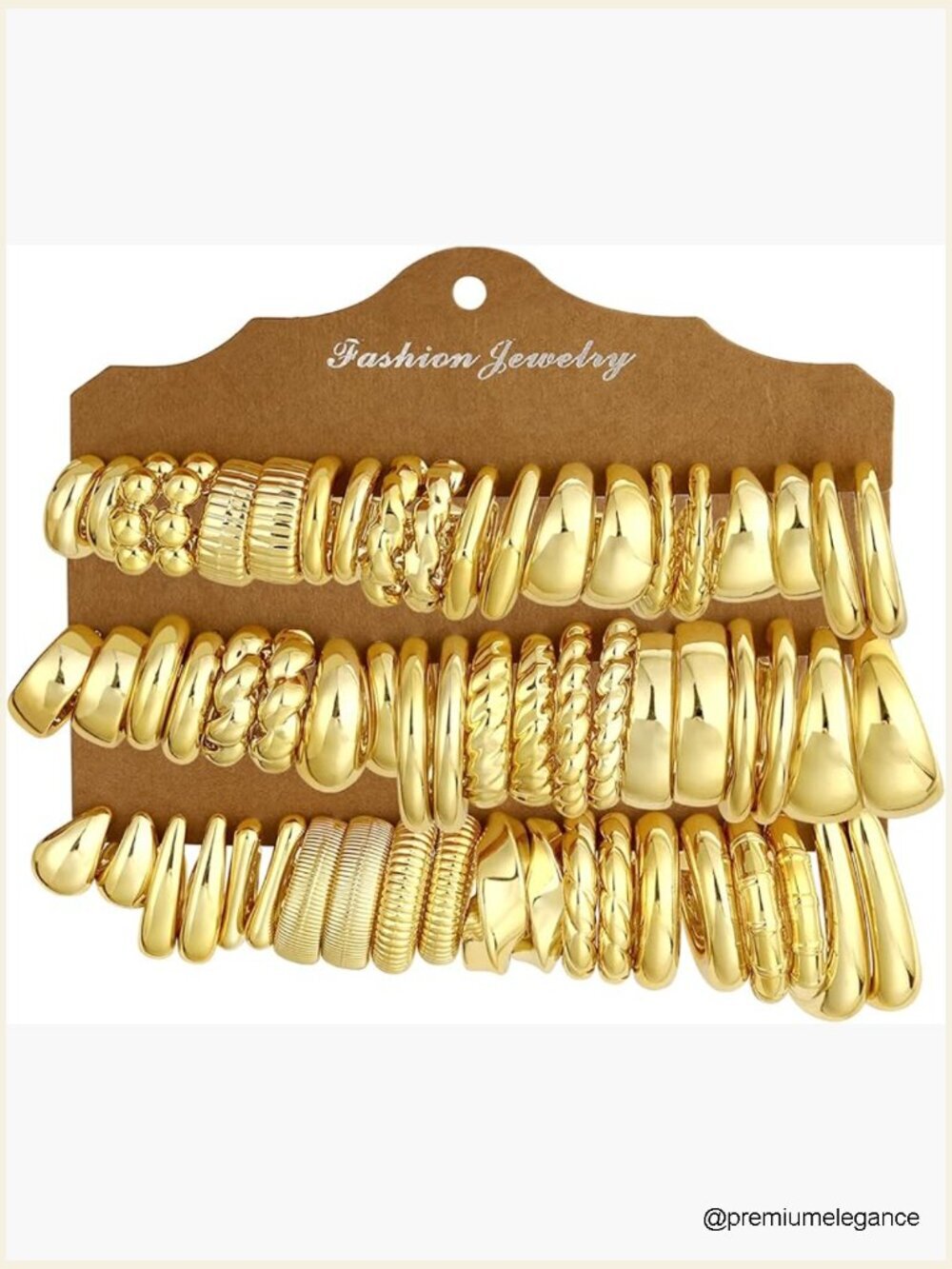 30 Pair Gold Hoop Earrings Set Chunky Hypoallergenic 14K Gold Plated Stack